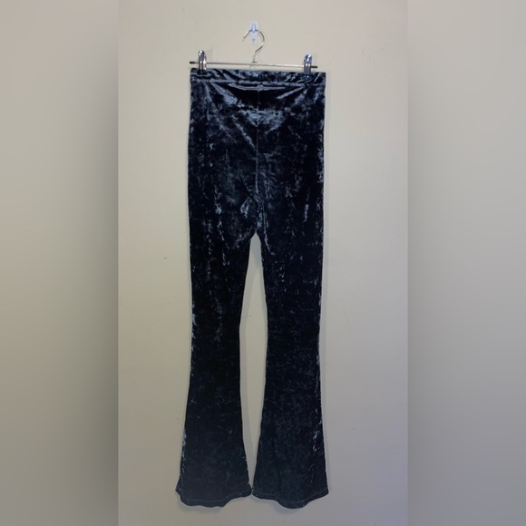 Topshop Crushed Velvet Flare Pants - High Waisted - Size 4 - Picture 2 of 4